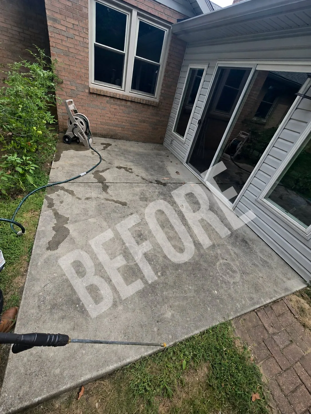 Patio before cleaning